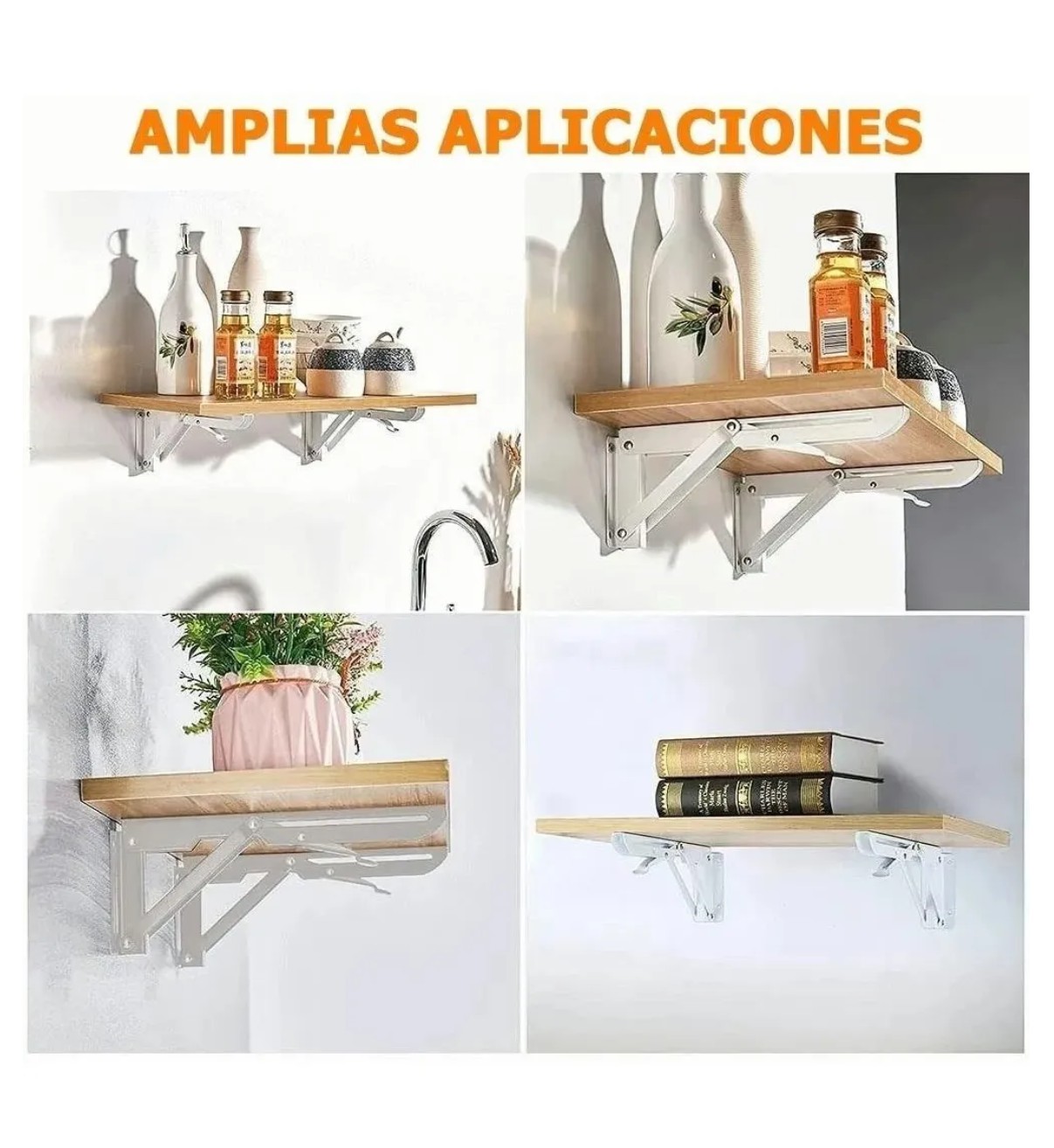 Soporte M&eacute;nsula Brazo P/repisa Belug Abatible Plegable Par Blanco image number null