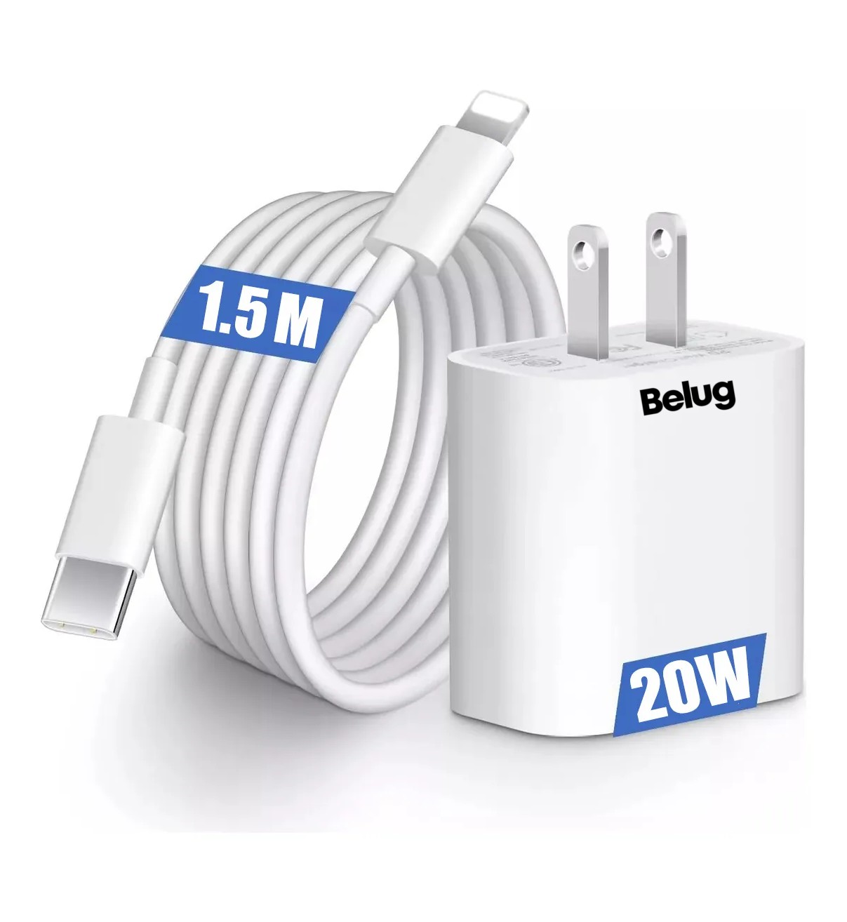 Cargador 20w Carga R&aacute;pida Para iPhone 20w Carga Rapida Tipo C Belug Blanco image number null