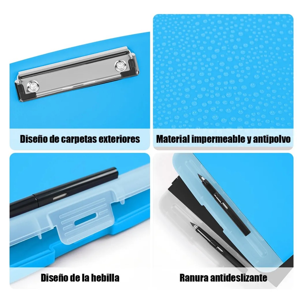 Portapapeles Papeleta Almacena Papeles Tabla Clip Carta Azul Acero image number null
