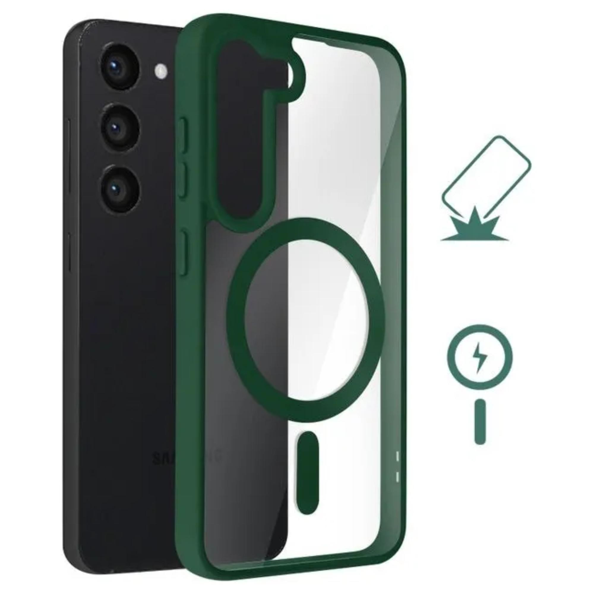 Funda Transparente Case Color Verde Para Samsung Galaxy Compatible Con Magsafe Protecci&oacute;n Elegante Y Funcional image number null