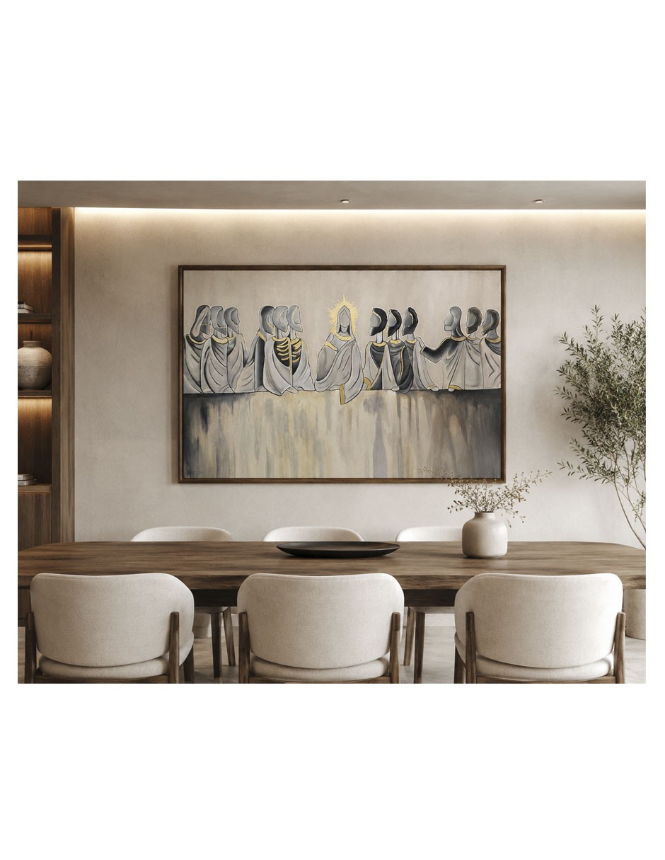 Hermoso cuadro decorativo &uacute;ltima cena pintado totalmente a mano image number null