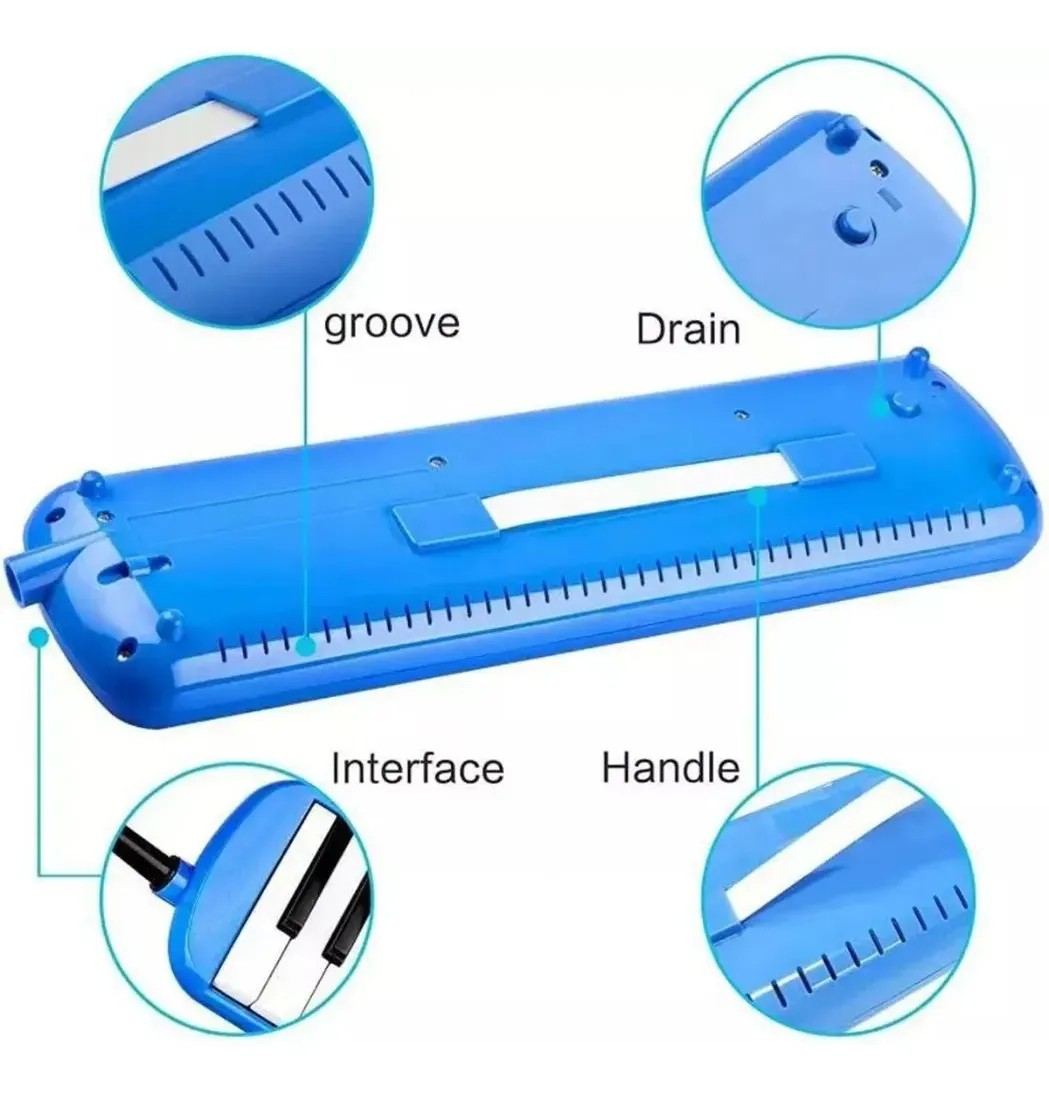 Melodica Portatil 32 Teclas Teclado Piano para Ni&ntilde;os Peque&ntilde;os con Boquilla y Estuche Color Azul image number null