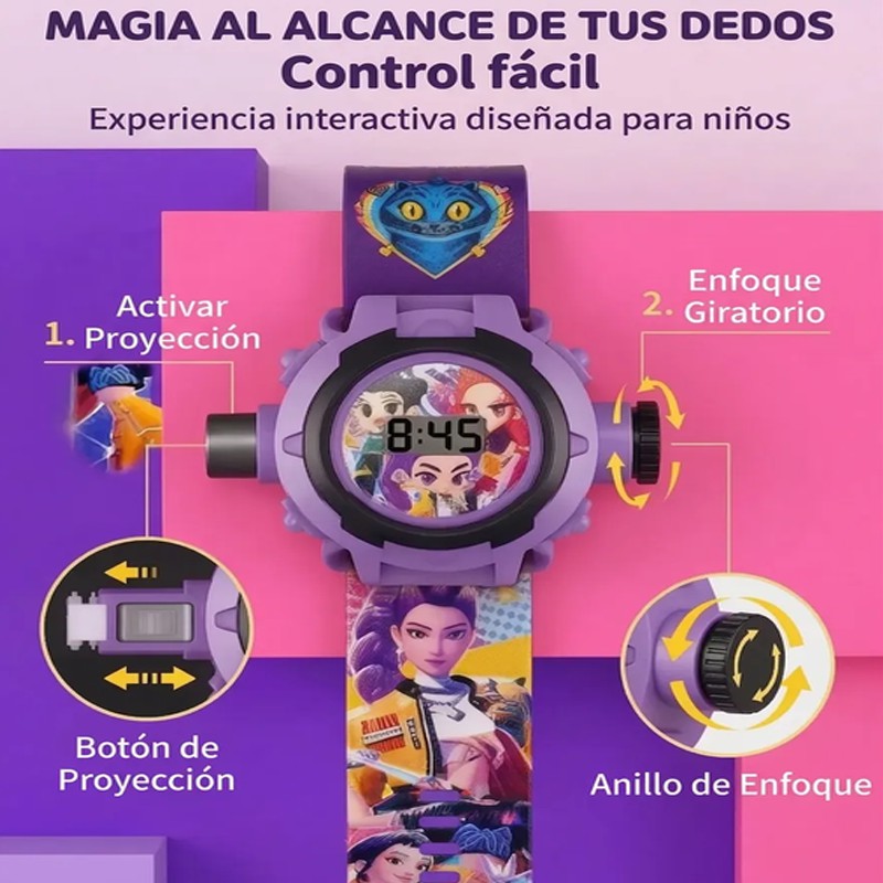 Reloj Infantil Kpop Demon Hunters 24 Im&aacute;genes Proyectables image number null