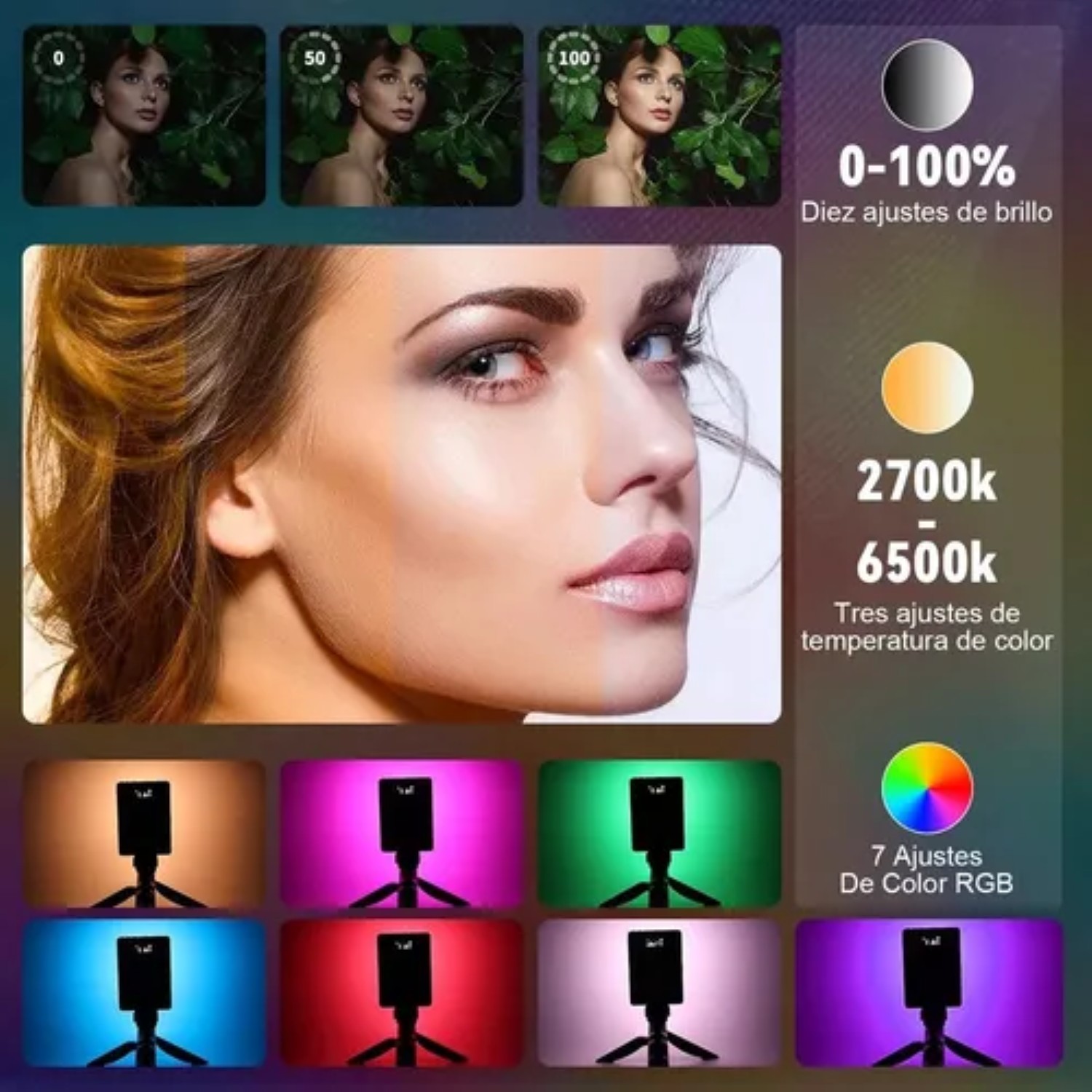 L&aacute;mpara De Tel&eacute;fonos C&aacute;mara Luz Rgb Para Celular Recargable image number null