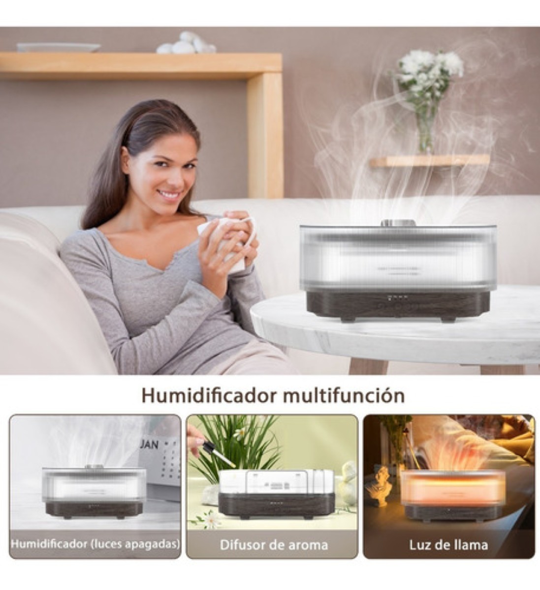 Difusor Humificadora De Aroma Ultrasonico Marron Claro image number null