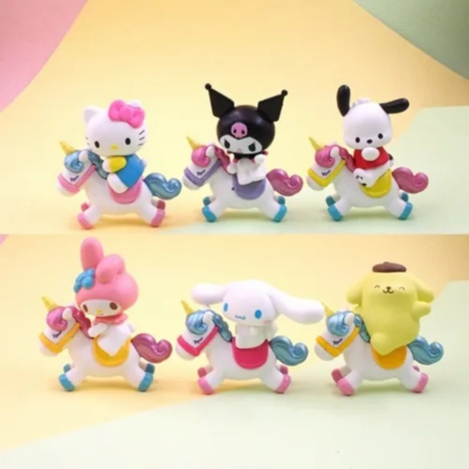 Set 6 Figuras Hello Kitty Kuromi Colecci&oacute;n Colores image number null