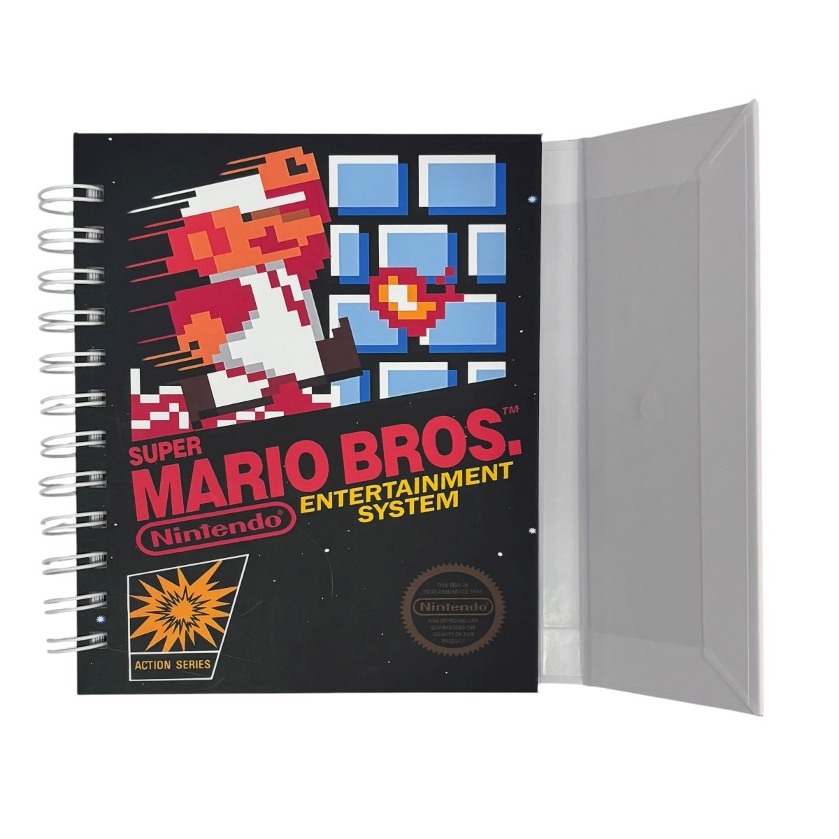 Libreta de tapa dura laminado liso con espiral met&aacute;lico en la lateral con solapa protectora, Nintendo image number null