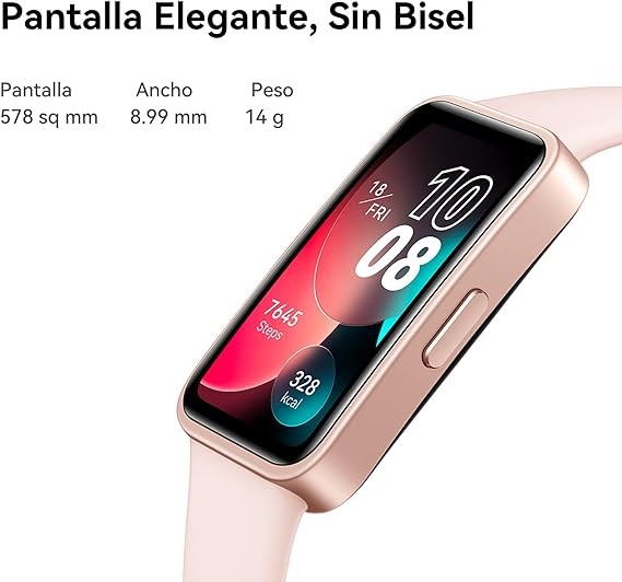 HUAWEI Band 8 (Garant&iacute;a en M&eacute;xico), Smartwatch Larga Duraci&oacute;n de 2 semanas, SMSWhatsapp de Respuesta r&aacute;pida, Banda Inteligente, Compatible con Android & iOS, Rosa. image number null