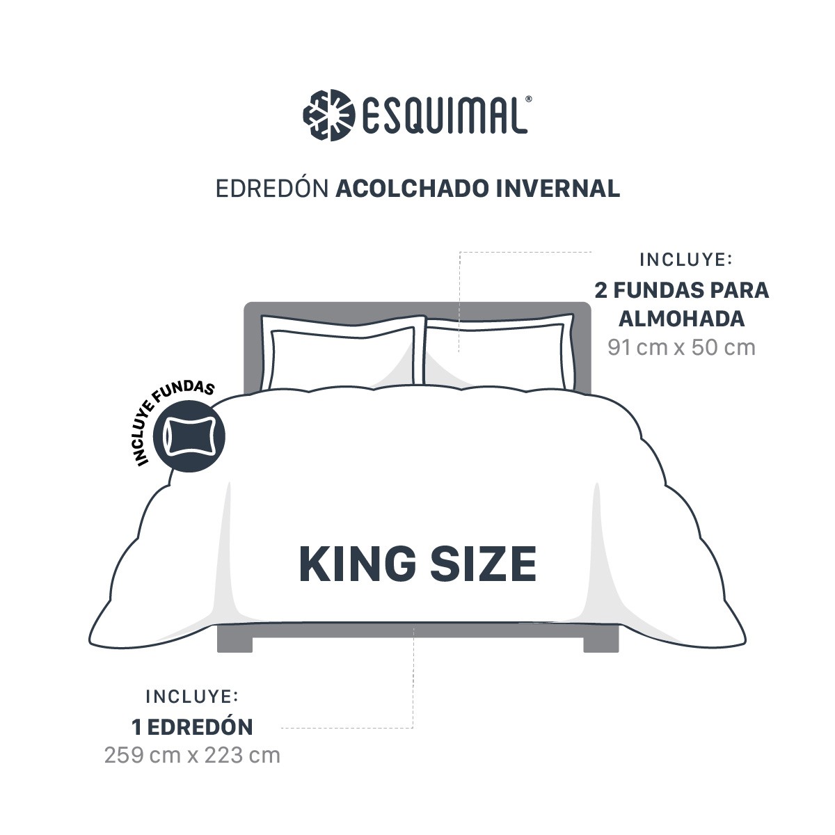 Edred&oacute;n Invernal Cobertor King Size + Fundas Rosa ESQUIMAL. image number null