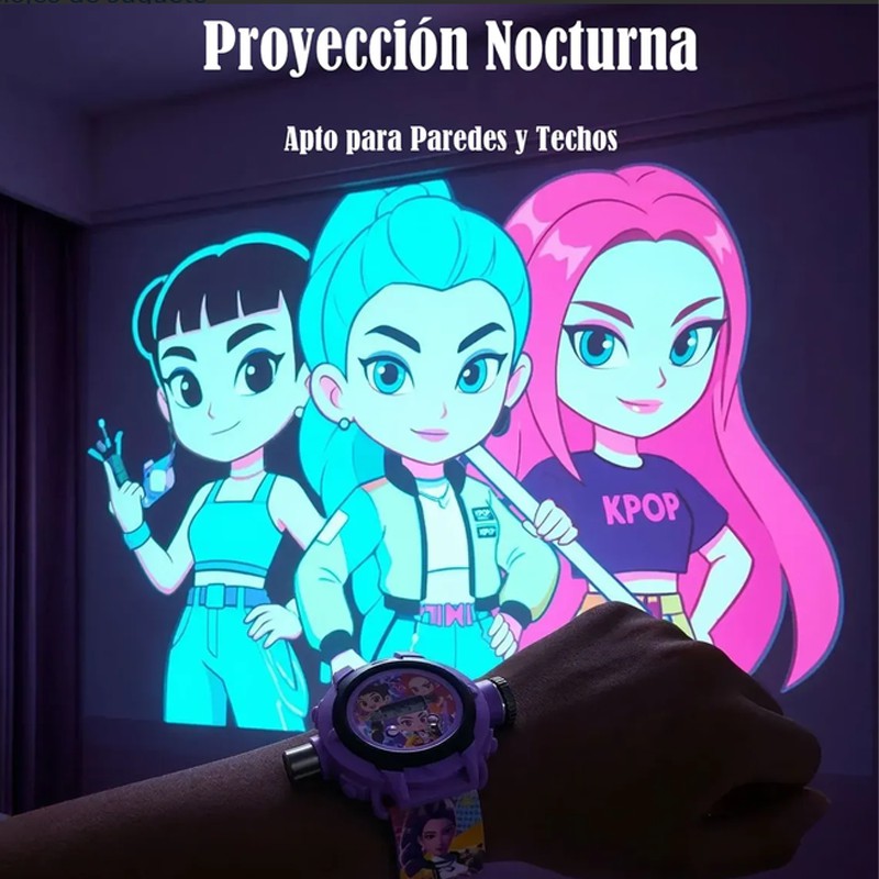 Reloj Infantil Kpop Demon Hunters 24 Im&aacute;genes Proyectables image number null