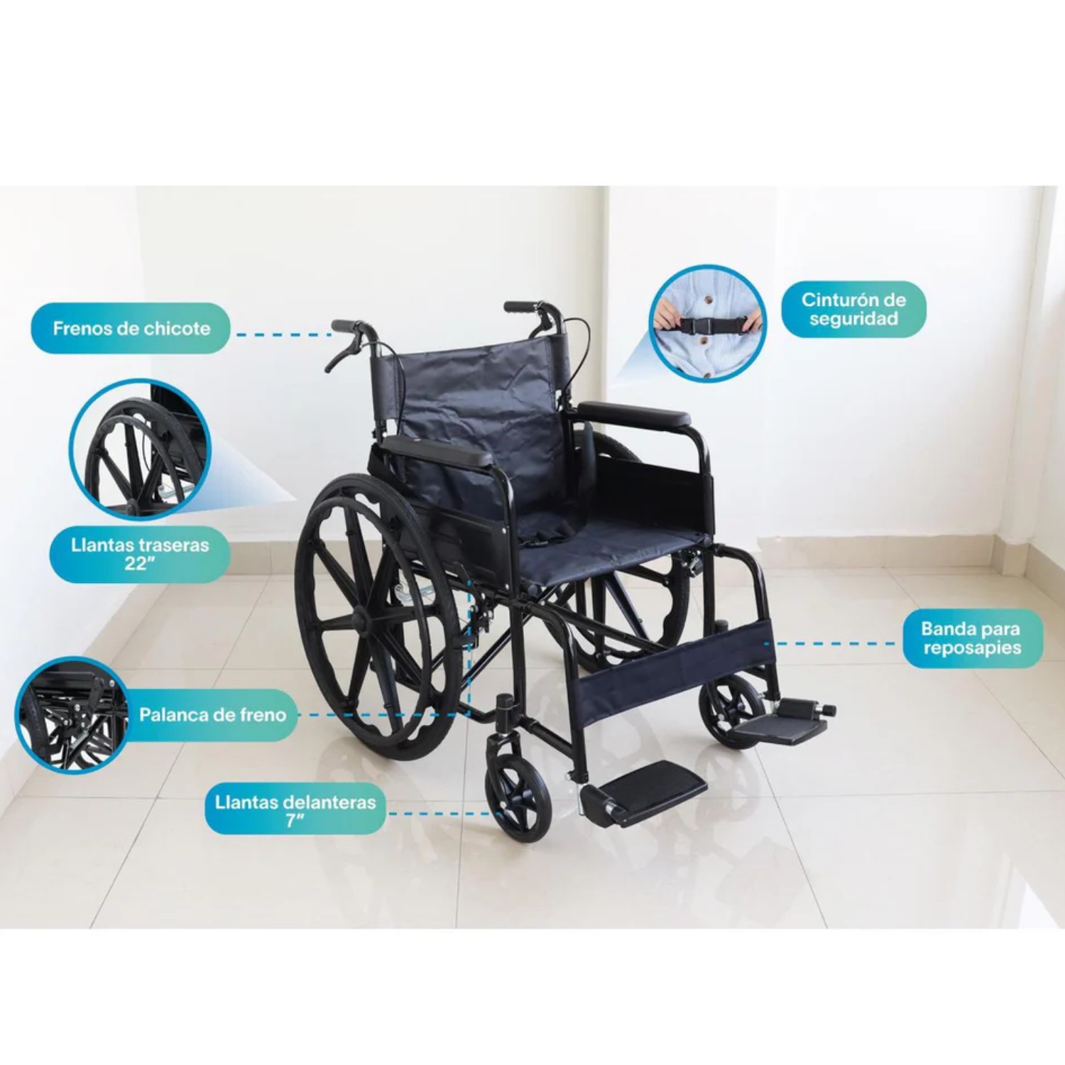 Silla De Ruedas Manual Plegable Todoterreno Acero Reforzado image number null