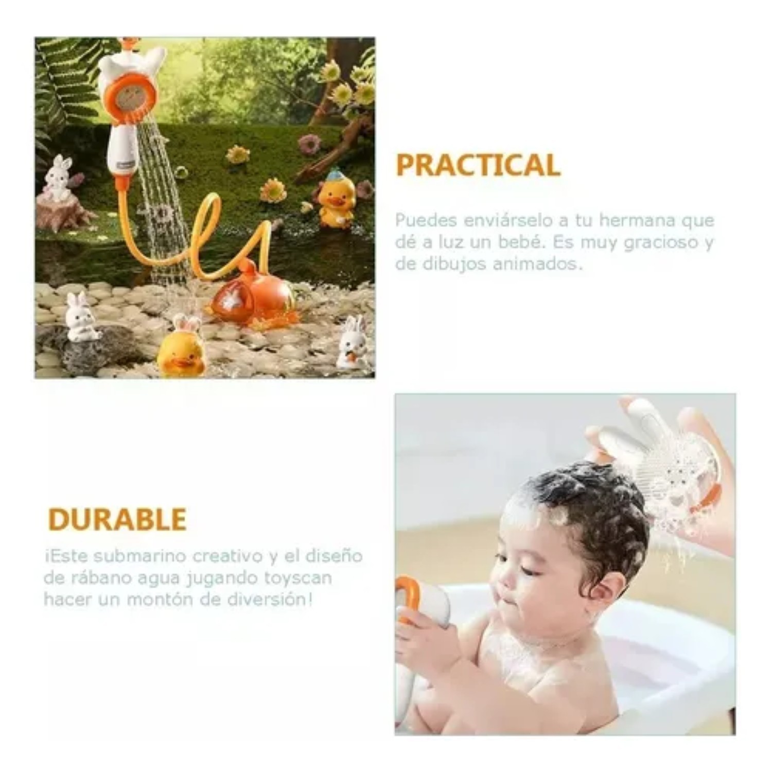Juguete Regadera Ba&ntilde;o Bebes Naranja image number null