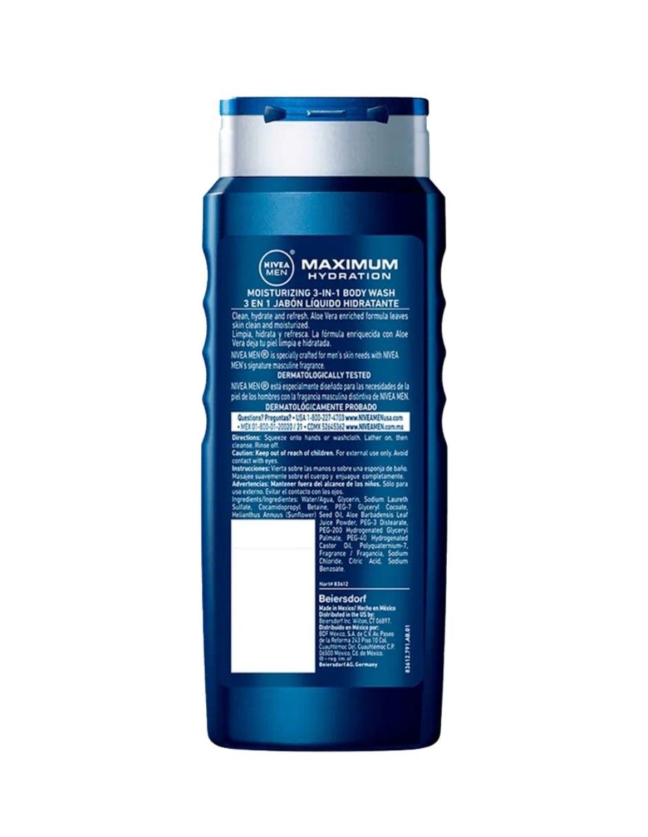 Jab&oacute;n L&iacute;quido Corporal Nivea Men Maximun Hydration 500ml image number null