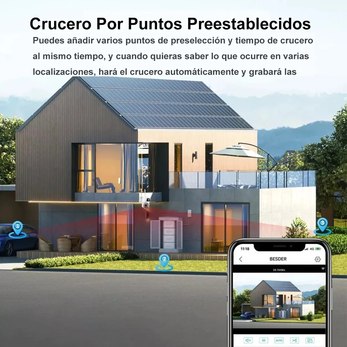 C&aacute;mara De Seguridad Wifi Ip66 Exterior C&aacute;mara Vigilancia 360&deg; Ptz 8mp Full Hd Ptz 2 V&iacute;as Audio image number null