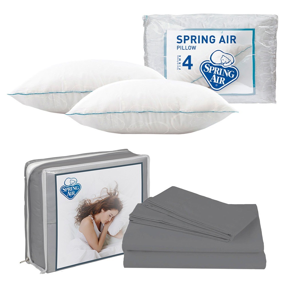 S&aacute;banas Queen Size Spring Air Basic Grey + 2 Almohadas Spring Air Osos image number null