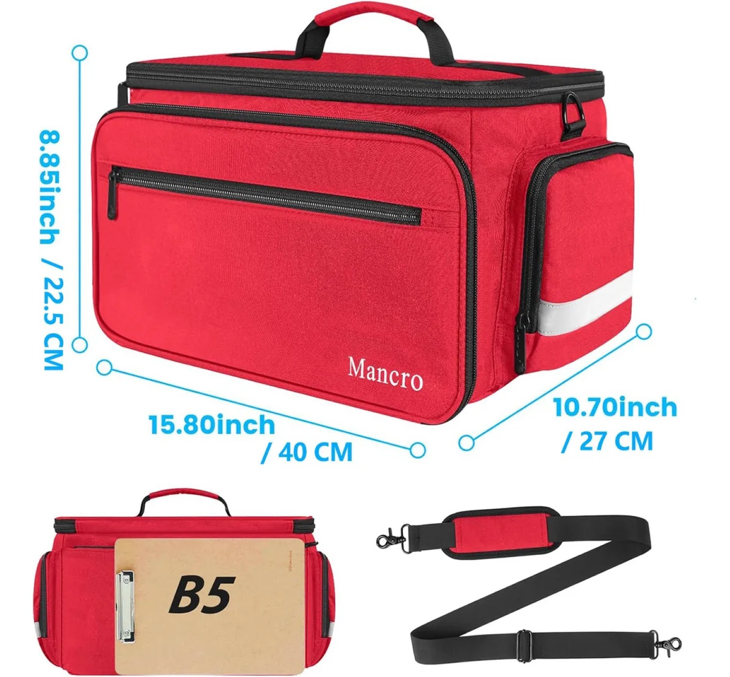 Botiquin De Primeros Auxilios Multi-Compartimentos Rojo Detalles Negro image number null