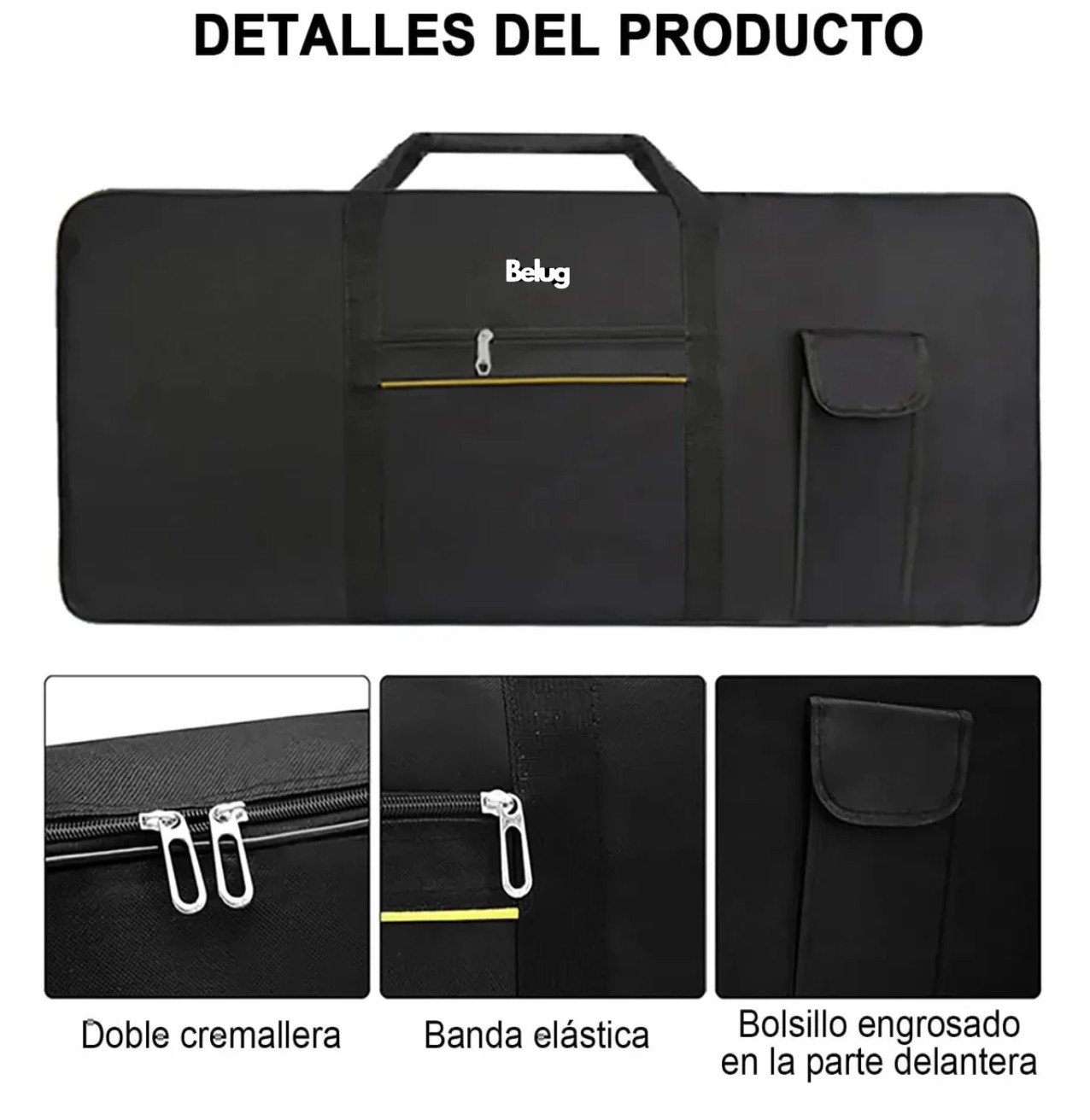 Funda Teclado De Piano Electr&oacute;nico Negro con Linea Amarilla image number null