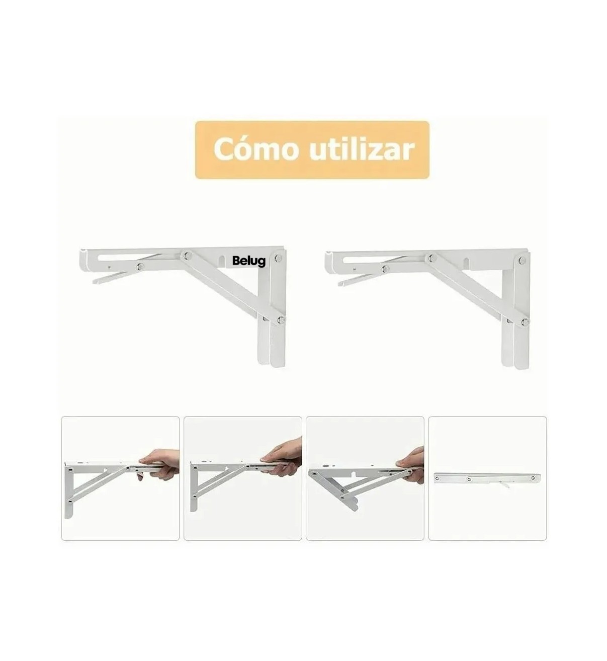 Soporte M&eacute;nsula Brazo P/repisa Belug Abatible Plegable Par Blanco image number null