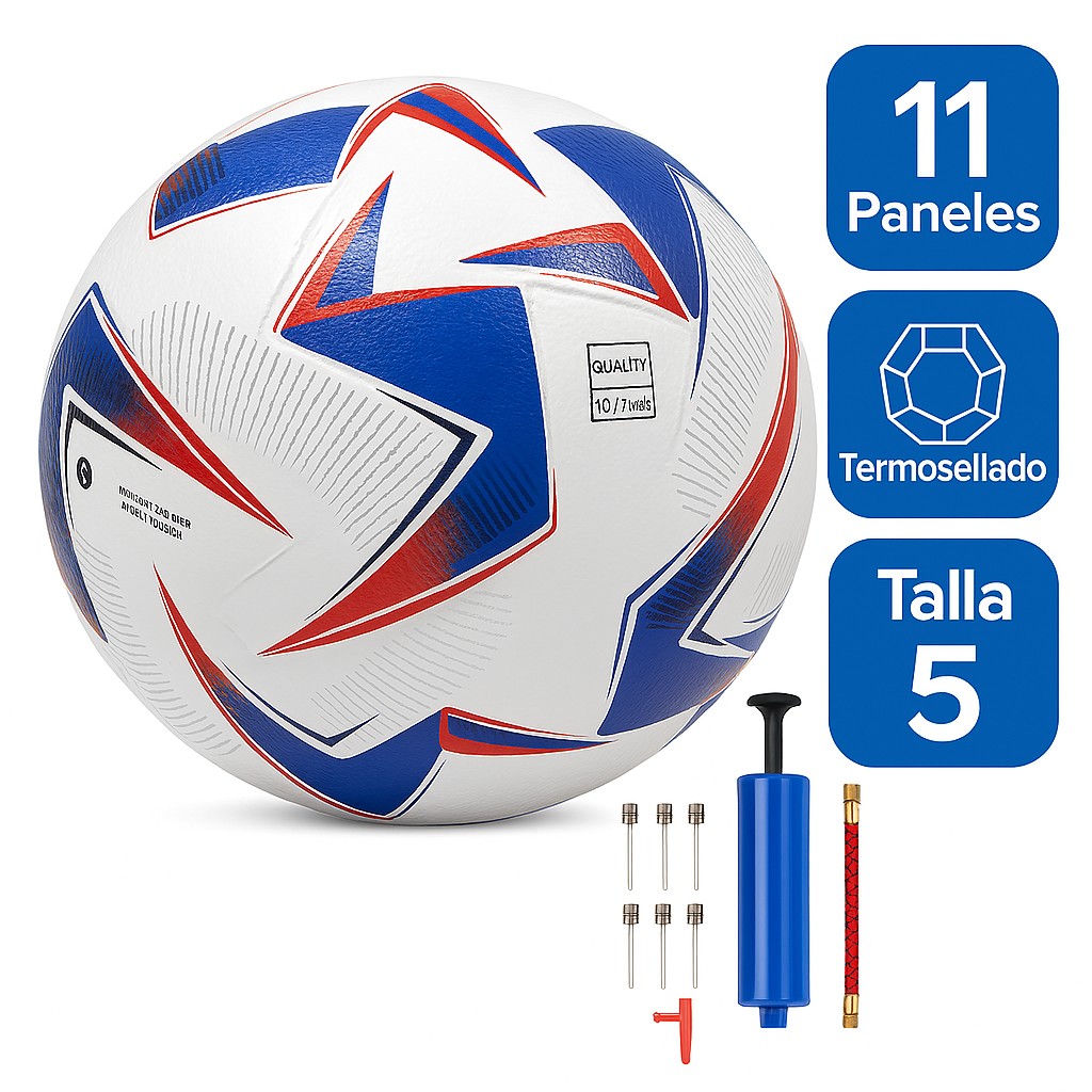 Bal&oacute;n de Futbol Soccer profesional No 5 Copa Am&eacute;rica Termosellado Color Blanco con Bomba de Aire Incluida image number null