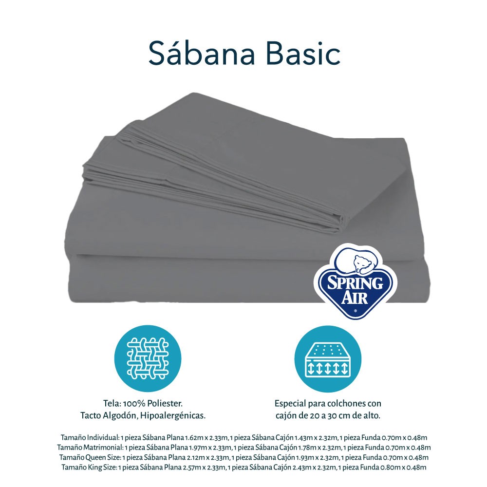 S&aacute;banas Queen Size Spring Air Basic Gris image number null