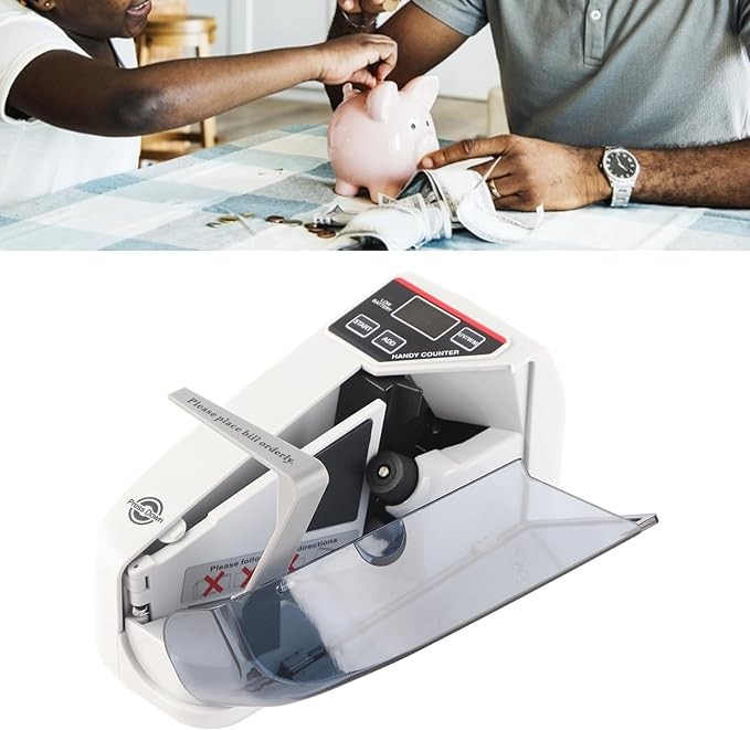 A Mini M&aacute;quina Contadora de Dinero Port&aacute;til, Mini M&aacute;quina Contadora de Efectivo Peque&ntilde;a de Mano para Moneda Multinacional, Contador de Billetes Pr&aacute;ctico (Enchufe de EE. UU.). image number null