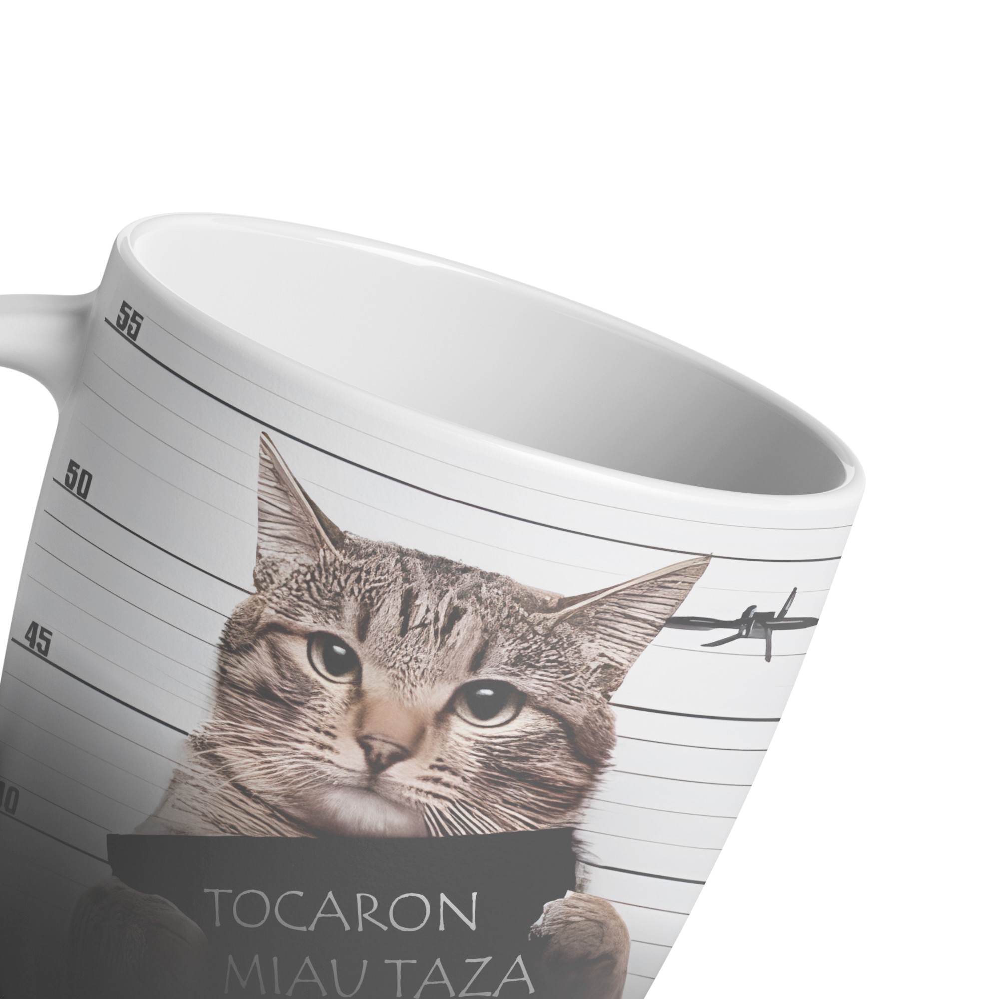 Taza de Cer&aacute;mica Blanca con Dise&ntilde;o de MIAU Para Decoraci&oacute;n De Alta Calidad image number null