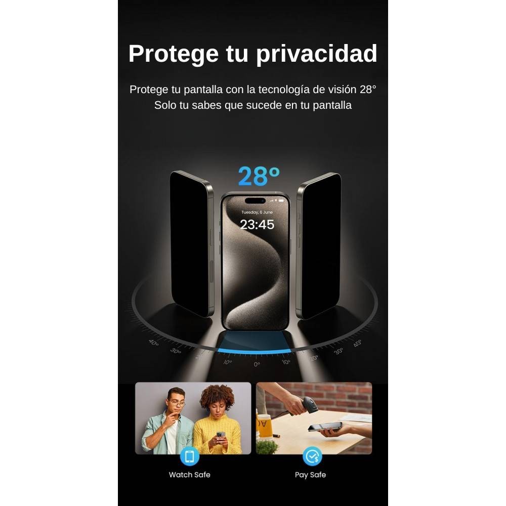 Mica de privacidad Ugreen anti-huellas para iPhone 15 Pro image number null