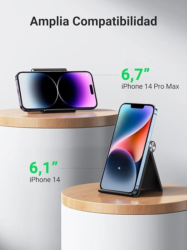 A UGREEN Soporte para Celular, Porta Base Celular Mesa Multi&aacute;ngulo, Phone Stand Ajustable para iPhone 15 14 13 12 Mini Pro MAX XS XR, Huawei, Galaxy S24 S23 Ultra, Xiaomi Redmi. image number null