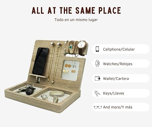 A organizador para celular, aretes, relojes, pulseras, anillos, monedas, collares para buro y escritorio.. image number null