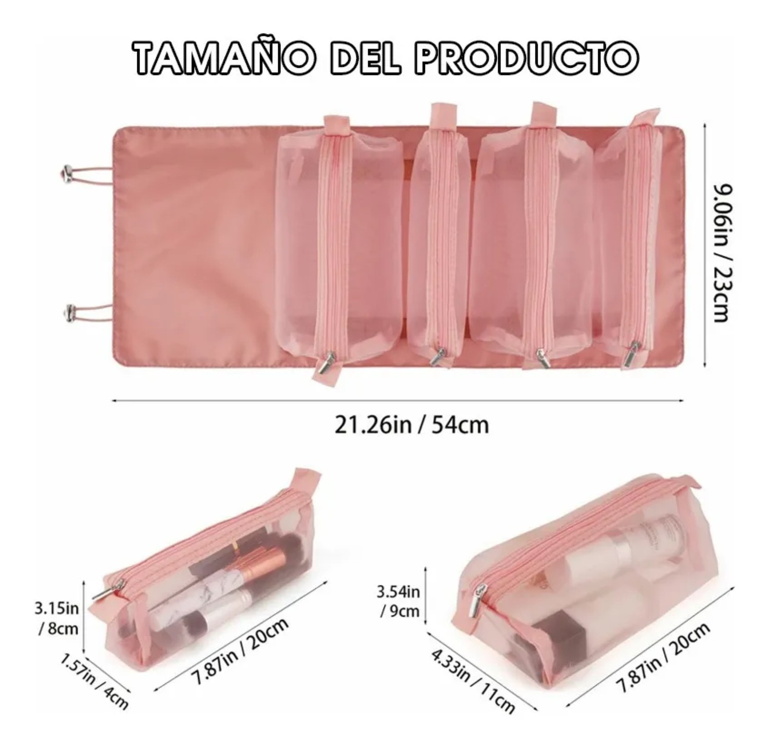Neceseres Cosmetiquera Bolsa Organizador De Viaje Port&aacute;til Rosa image number null
