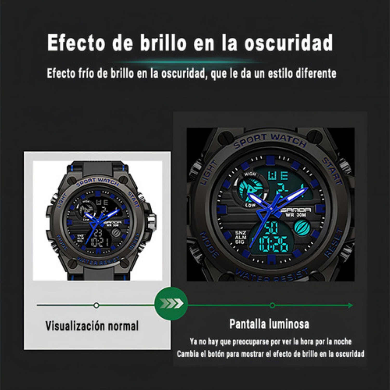 Reloj De Pulsera T&aacute;ctico Militar Impermeable Para Hombre Negro Total image number null