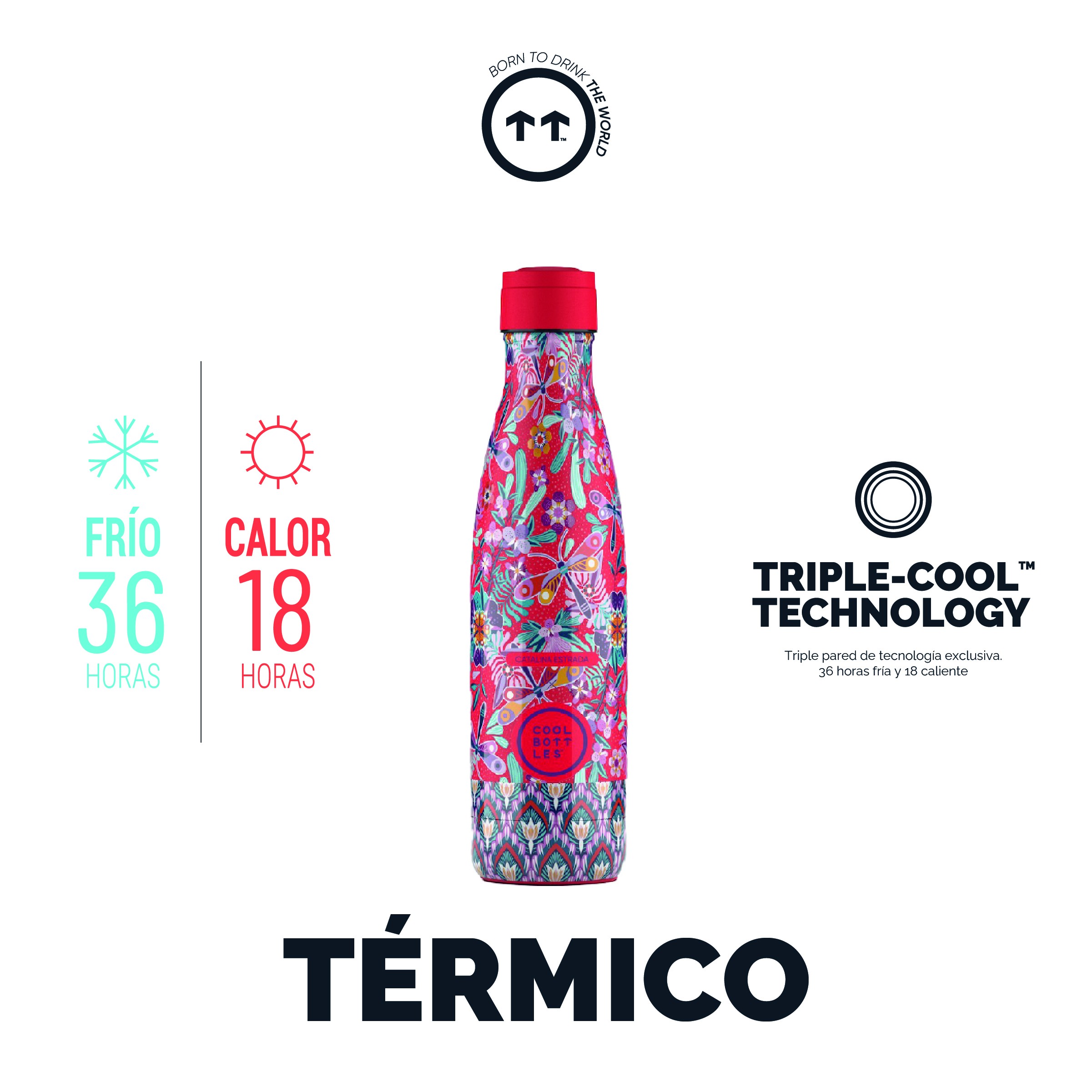 Cool Bottles Botella Termo Dragonfly Paradise 500ml by Catalina Estrada image number null