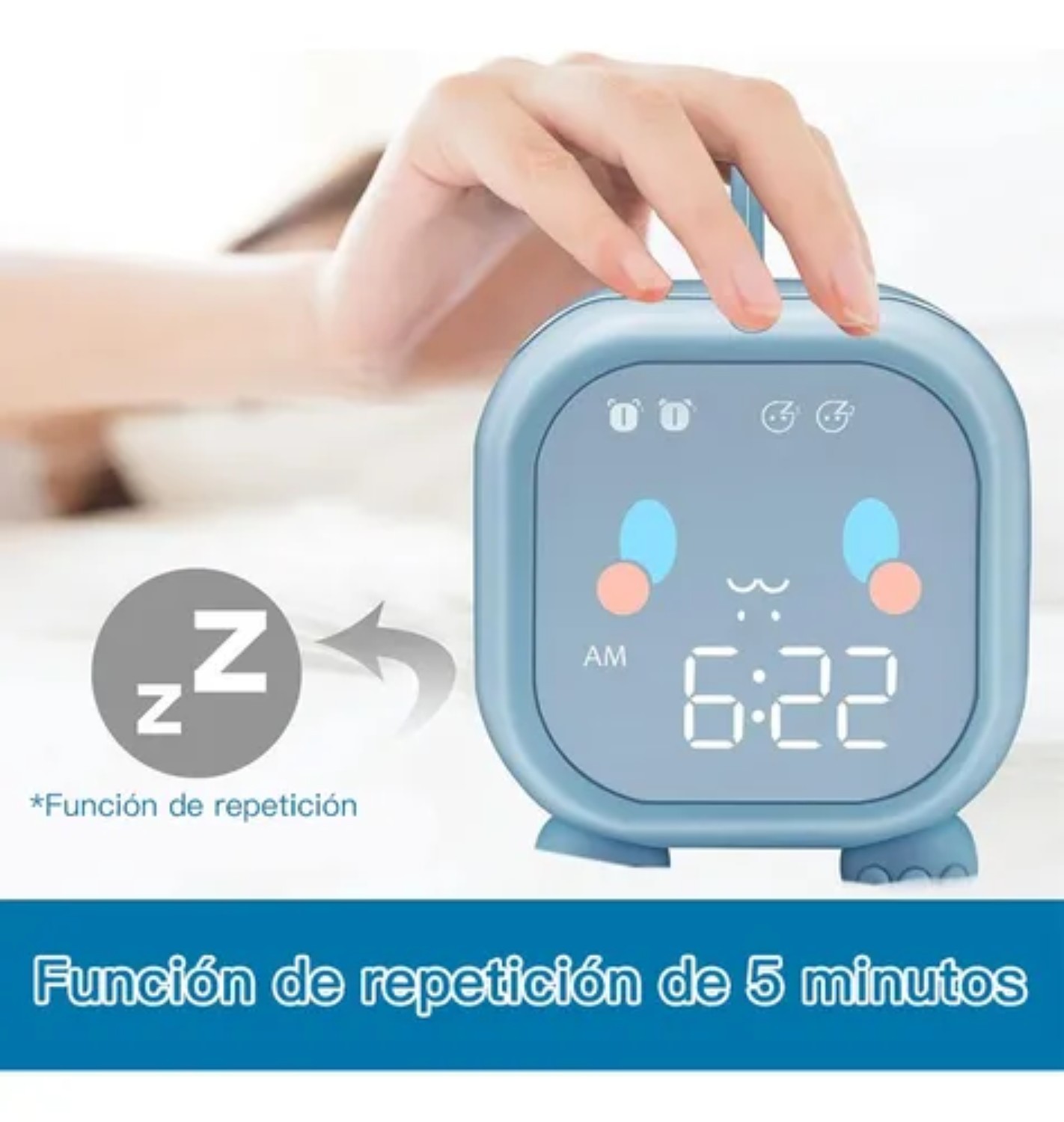 Reloj Despertador Digital Led Mesa Alarma azul claro dinosaurio image number null