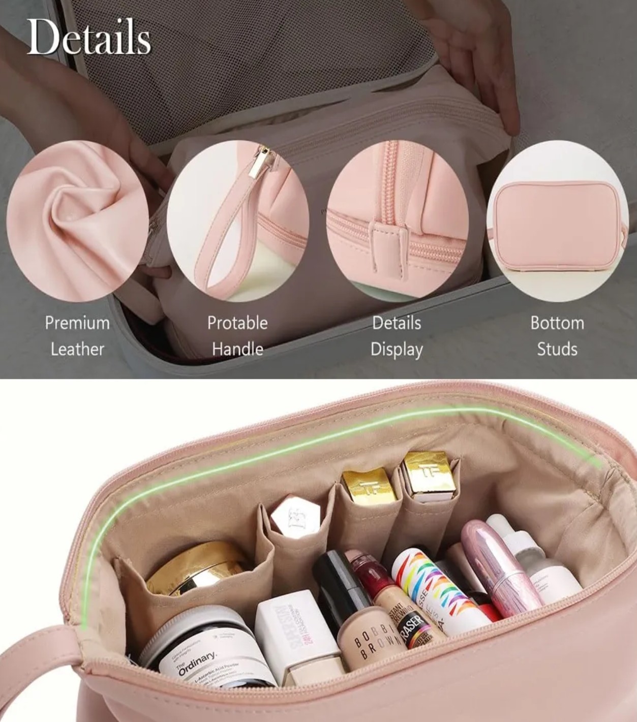 Neceser Cosmetiquera Profesional Maquilla Impermeable ROSA image number null