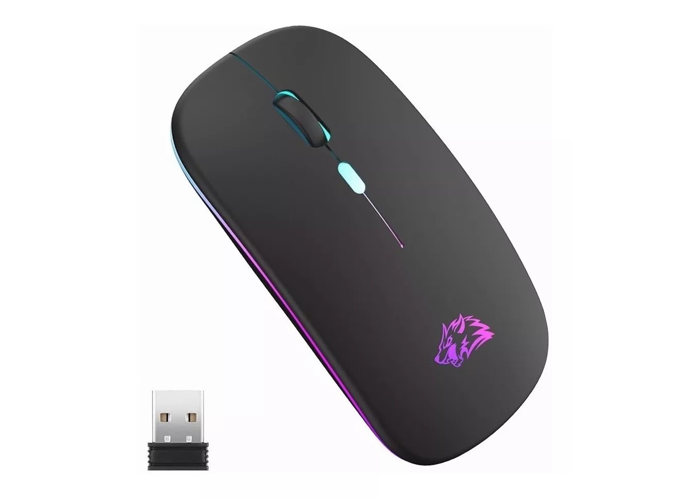 ML Mouse inal&aacute;mbrico recargable Free Wolf X15 negro. image number null