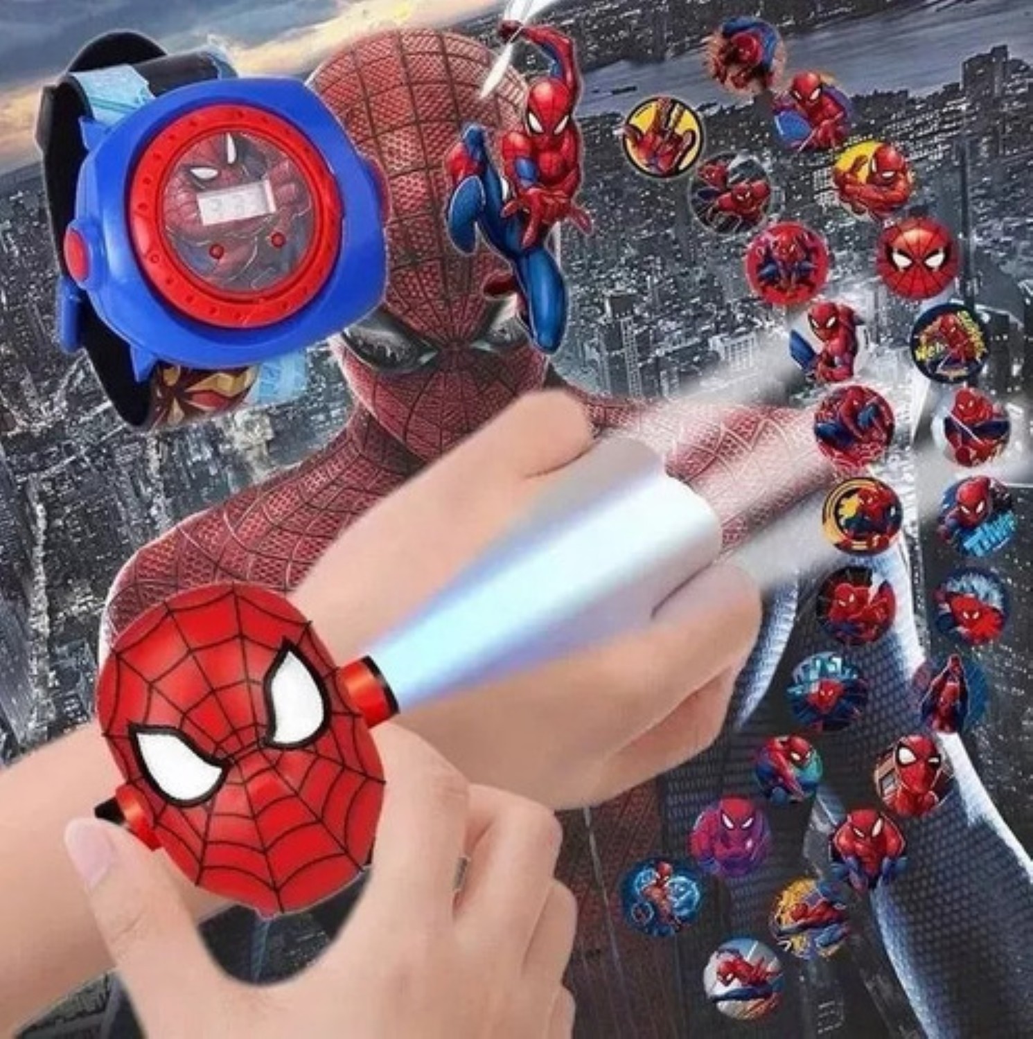 Reloj Proyector Ni&ntilde;os Dibujos Animados 24 Im&aacute;genes Spiderman image number null