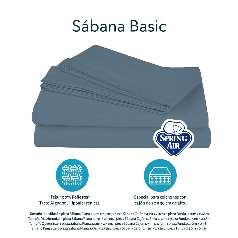 S&aacute;banas Queen Size Spring Air Basic Azul Acero image number null