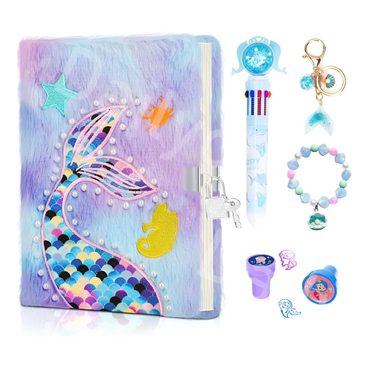 Diario De Sirena Para Ni&ntilde;as Con Candado Y Llaves Violeta image number null