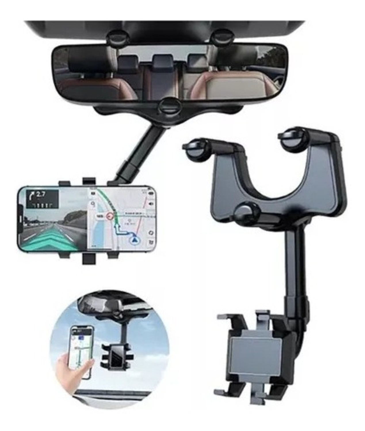 Soporte Para Celular Coche Estable 360 Grado Negro Panel Cuadrado image number null