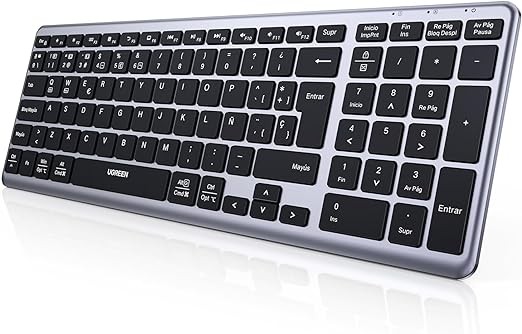 UGREEN Teclado Inal&aacute;mbrico Espa&ntilde;ol, Teclado Recargable Bluetooth & 2.4G Delgado y Compacto, Multidispositivo Bluetooth Keyboard con Cable USB-C, Compatible con macOS, iOS, Windows, Linux, Android. image number null