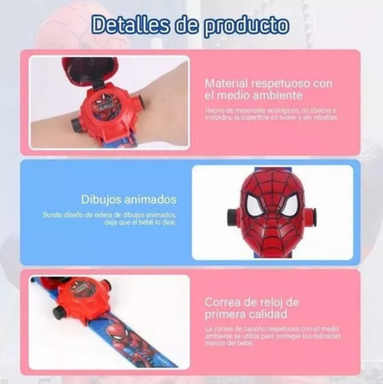 Reloj Proyector Ni&ntilde;os Dibujos Animados 24 Im&aacute;genes Spiderman image number null