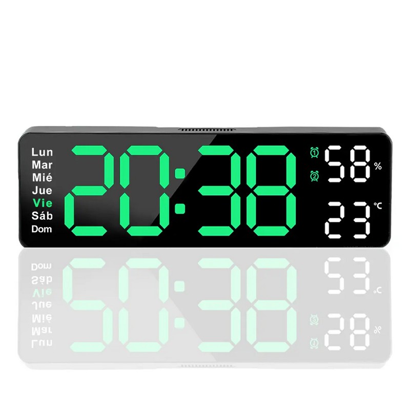 Reloj De Pared Digital Con Term&oacute;metro Alarmas Y Calendario image number null