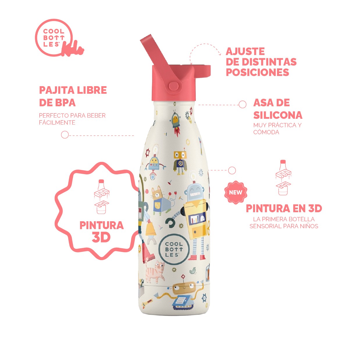 Cool Bottles Botella Termo Infantil Messy Robots 350ml image number null