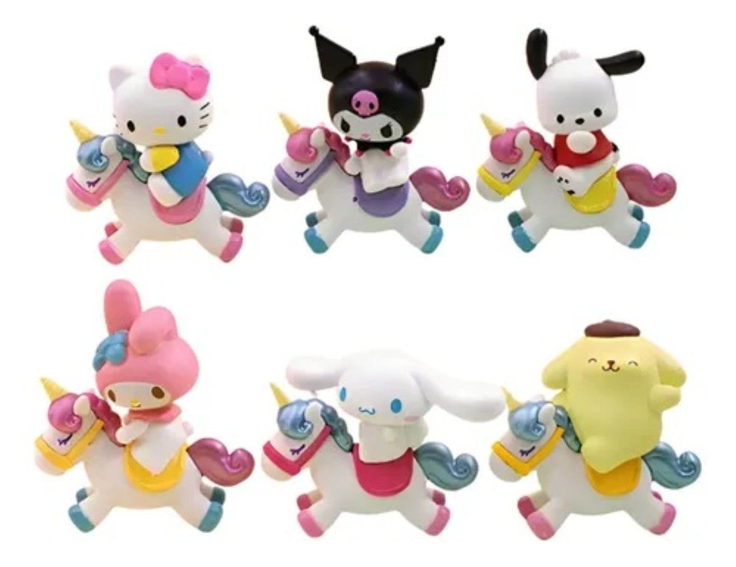 Set 6 Figuras Hello Kitty Kuromi Colecci&oacute;n Colores image number null