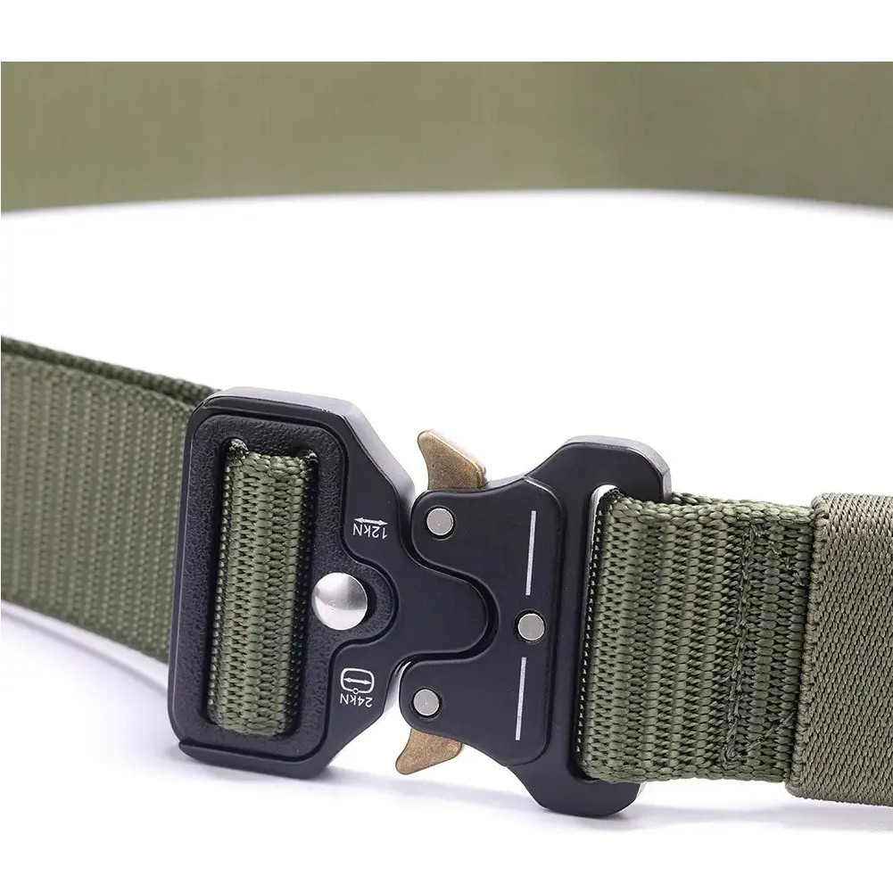 2pzs Cinturones T&aacute;ctico Ajustable Moda Calidad Cinto Militar Negro + Verde militar Talla 125 image number null