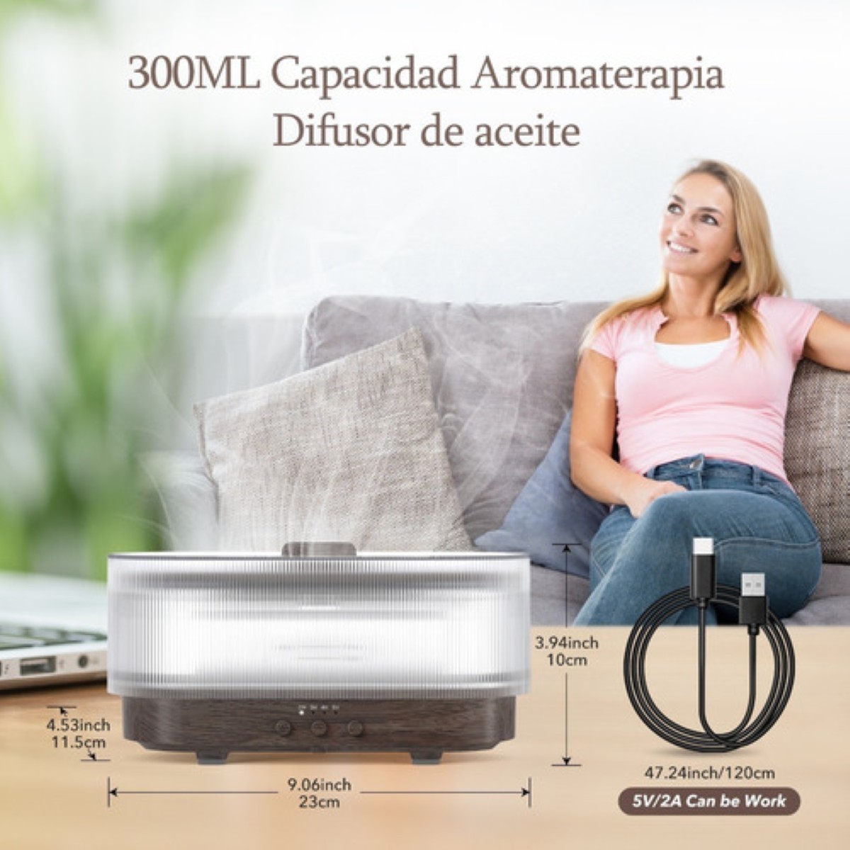 Difusor Humificadora De Aroma Ultrasonico Marron Claro image number null