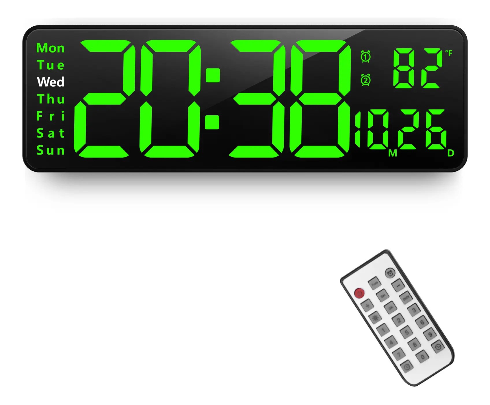 Reloj De Pared Digital Led Decorativo Con Term&oacute;metro Alarmas Negro image number null