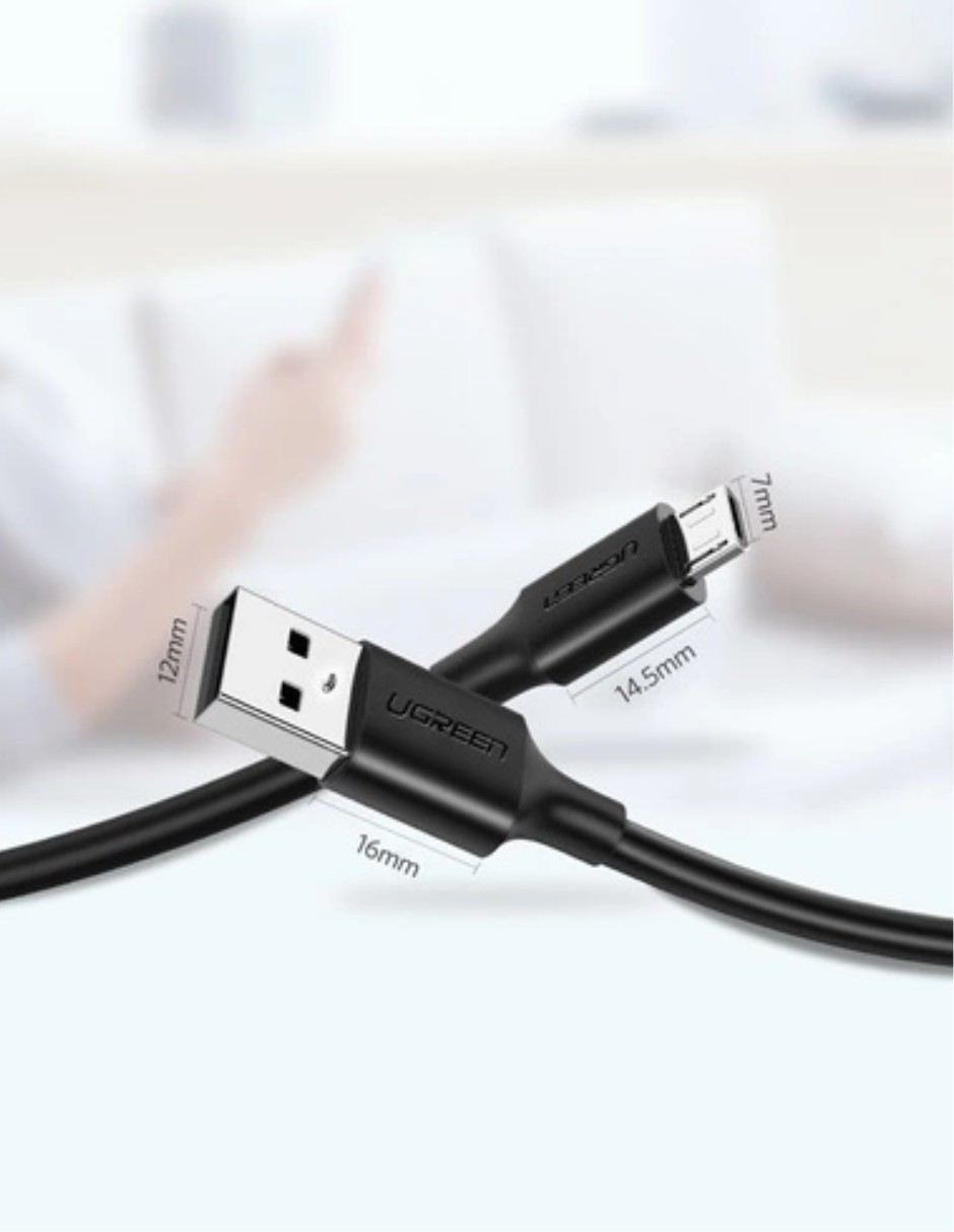 Cable USB A a Micro USB Ugreen 480 Mbps de 1 m color negro image number null