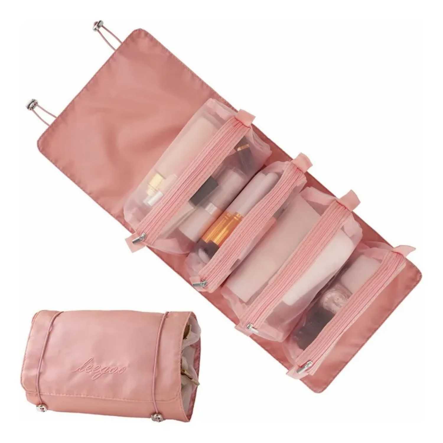 Neceseres Cosmetiquera Bolsa Organizador De Viaje Port&aacute;til Rosa image number null