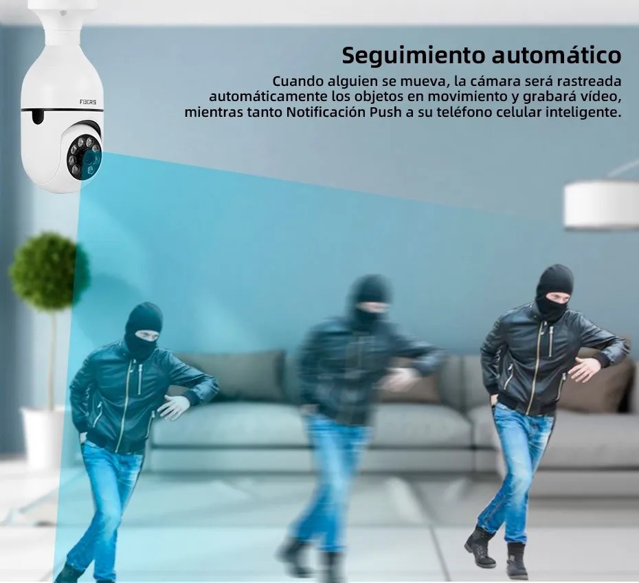 Camara de Seguridad Wifi Super HD 3MP 1080P Conexion E27 Foco 360&ordm; Vision Nocturna 2 pz image number null